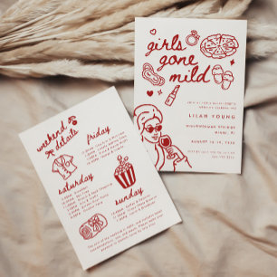 Jungfrauen-Abschied Wochenende Modern Script Girls Einladung