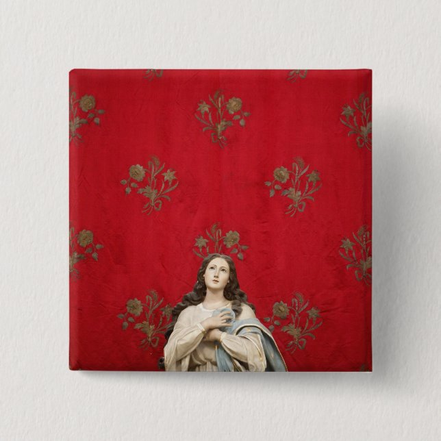 Jungfraustatue in einer Spaccanapoli Kirche, Button (Vorderseite)