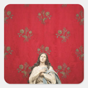 Jungfraustatue in einer Spaccanapoli Kirche, Quadratischer Aufkleber