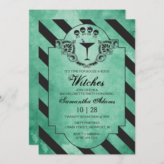 Junggeselinnen-Abschied Adult Halloween Einladunge Einladung (Vorne/Hinten)