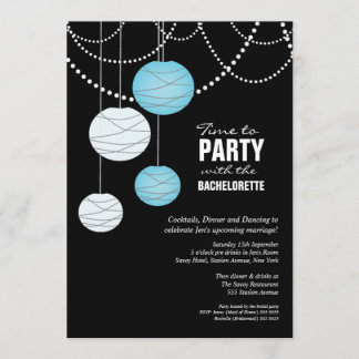 Junggeselinnen-Abschied Aqua Blue Paper Lanterns E Einladung