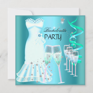 Junggeselinnen-Abschied Aquamarin Blue Dress Champ Einladung