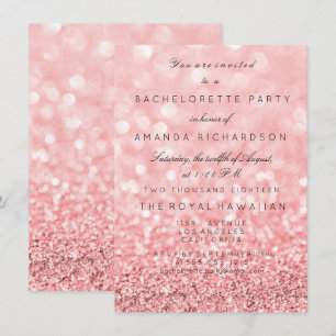 Junggeselinnen-Abschied Birthay Glitzer Rosa Rose Einladung