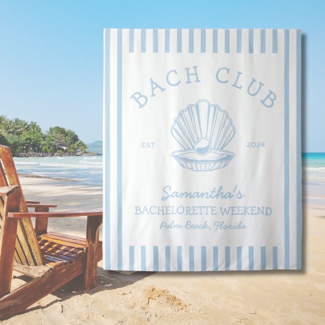Junggeselinnen-Abschied Blue Backdrop Bachclub an  Wandteppich (Coastal Bachelorette Party blue Backdrop bach club Tapestry
)