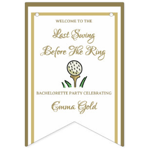 Junggeselinnen-Abschied Brautparty Golf Gold & Whi Wimpelkette