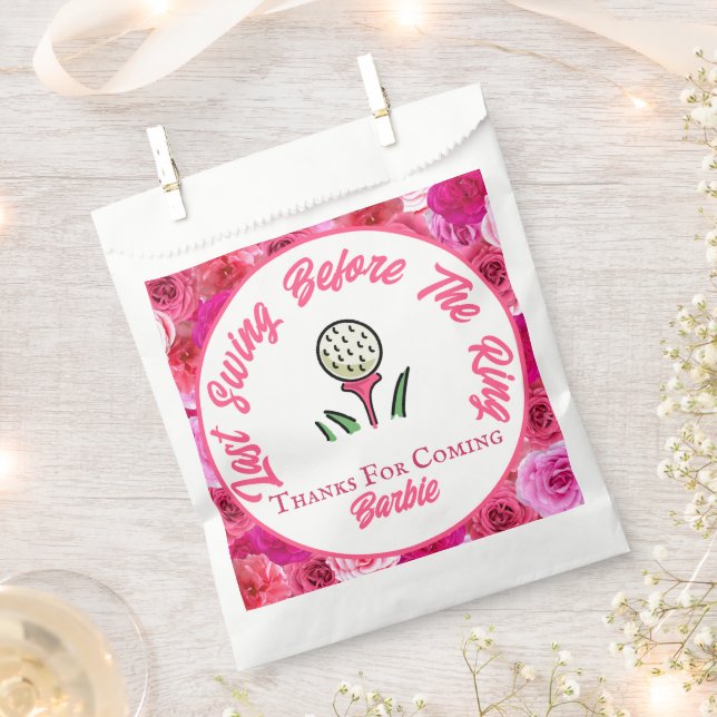 Junggeselinnen-Abschied Brautparty Golf Pink Blüte Geschenktütchen (Ausgeschnitten)