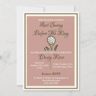 Junggeselinnen-Abschied Brautparty Golf Rose Gold Einladung