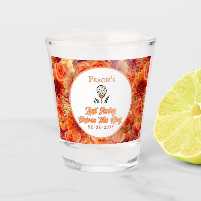Junggeselinnen-Abschied, Brautparty Peach Orange Schnapsglas (Vorderseite)