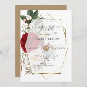 Junggeselinnen-Abschied Burgund-Elfenbein Einladung