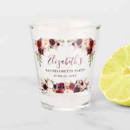 Junggeselinnen-Abschied Burgund Wasserfarben Schnapsglas