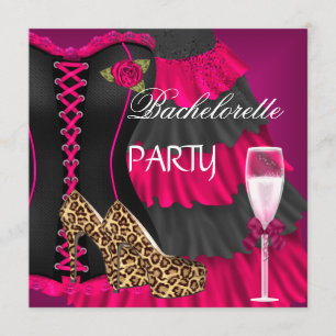 Junggeselinnen-Abschied Corset Black Pink Dress Sh Einladung