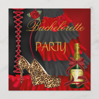 Junggeselinnen-Abschied Corset Black Red Dress Sho Einladung