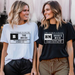 Junggeselinnen-Abschied der Brückenbewertung T-Shirt<br><div class="desc">Feiern Sie stilvoll mit diesem Junggeselinnen-Abschied in Weiß und Schwarz, mit einer lustigen Filmwertung für die Braut! Dieses Shirt ist perfekt für die Braut und ihre Brautjungfrauen geeignet und verleiht der Feier eine spielerische Touch. Personalisieren Sie es, damit sich die Braut besonders wohl fühlt und das Party mit einer unterhaltsamen...</div>