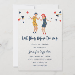 Junggeselinnen-Abschied der letzten Fling Girl's T Einladung