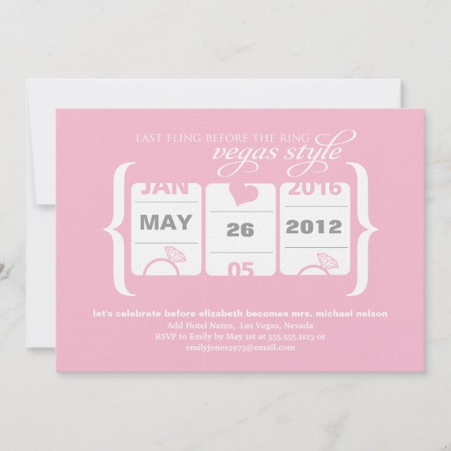 Junggeselinnen-Abschied der Slotmaschine in Vegas Einladung (Vorderseite)