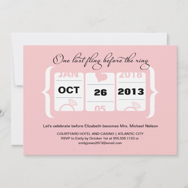 Junggeselinnen-Abschied der Slotmaschine in Vegas Einladung (Vorderseite)