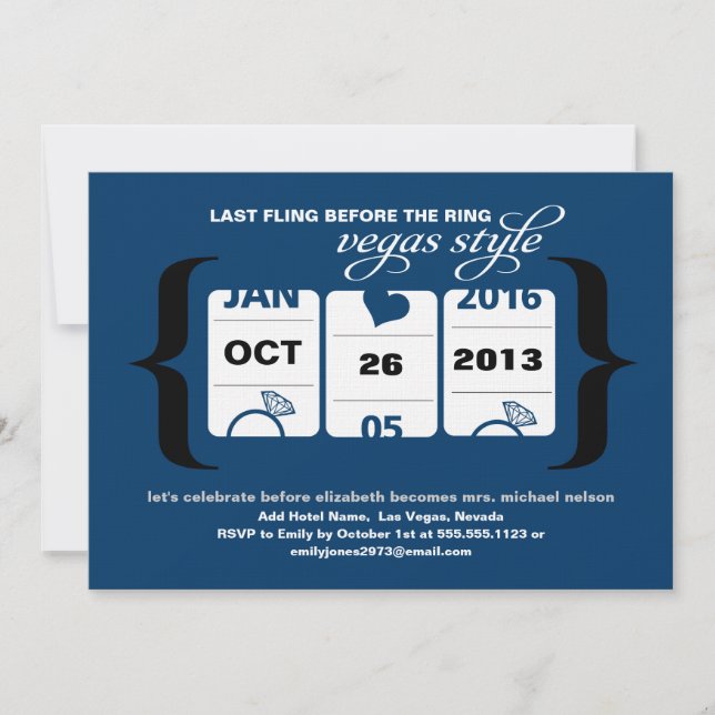 Junggeselinnen-Abschied der Slotmaschine in Vegas Einladung (Vorderseite)