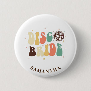 Junggeselinnen-Abschied Disco Bridge Name Retro Cu Button