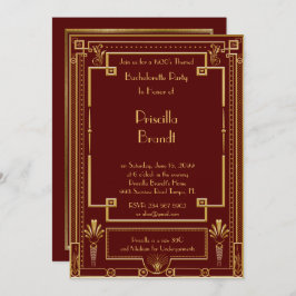 Junggeselinnen-Abschied Einladung, Gatsby, Rot Einladung