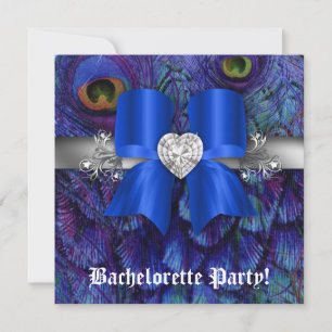 Junggeselinnen-Abschied Einladung Pfau Bow Blaues