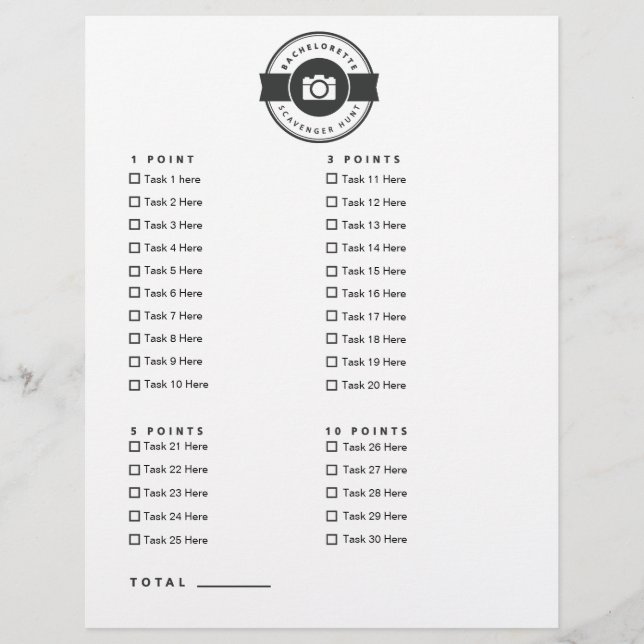 Junggeselinnen-Abschied Foto Scavenger Jagdspiel (Vorderseite)
