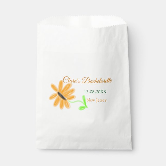 Junggeselinnen-Abschied geben Datum der Sonnenblum Geschenktütchen (Vorderseite)