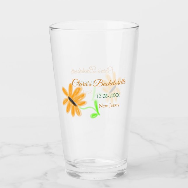 Junggeselinnen-Abschied geben Datum der Sonnenblum Glas (Vorderseite)