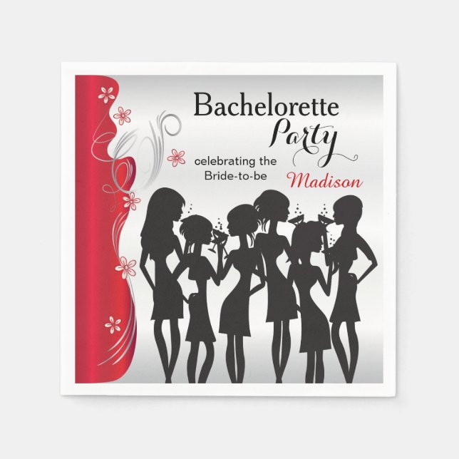Junggeselinnen-Abschied Girls - Deep Red Serviette (Vorderseite)