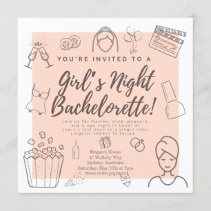 Junggeselinnen-Abschied Girls Night Dusche Einladu Einladung