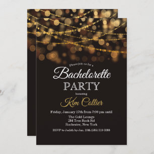 Junggeselinnen-Abschied Glitzer Lights Einladung