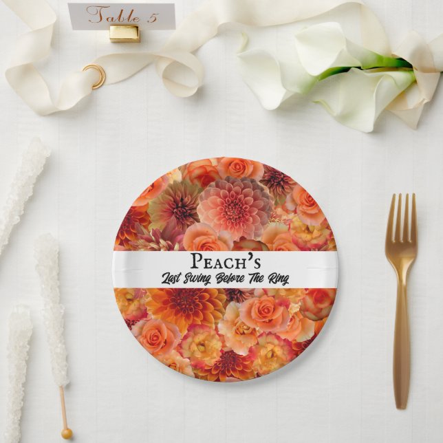 Junggeselinnen-Abschied Golf Brautparty Peach Oran Pappteller (Hochzeit)