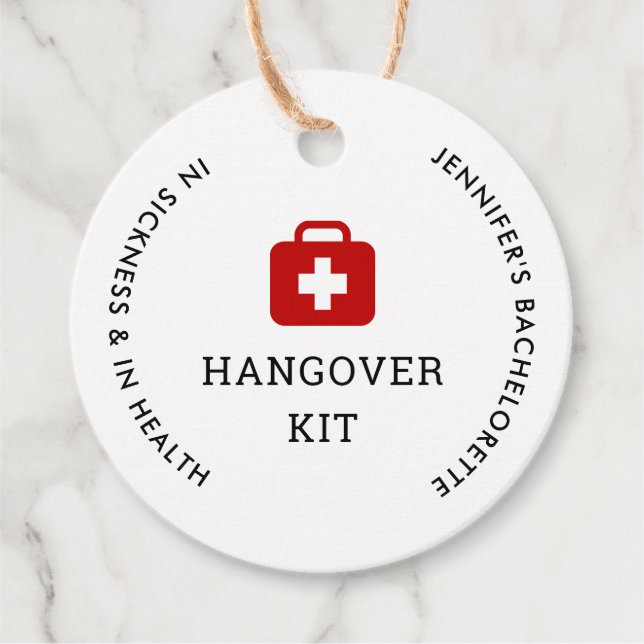 Junggeselinnen-Abschied Hangover Kit Geschenkanhänger (Vorderseite)