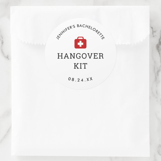 Junggeselinnen-Abschied Hangover Kit Runder Aufkleber (Tasche)