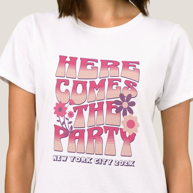 Junggeselinnen-Abschied hier kommt der Party Groov T-Shirt (Von Creator hochgeladen)