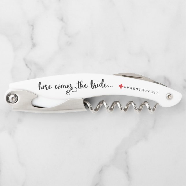 Junggeselinnen-Abschied Hier kommt die Bride Corks Kellnermesser (Vorderseite)