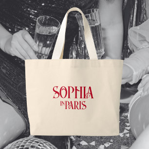 Junggeselinnen-Abschied individuelle Name in Paris Jumbo Stoffbeutel