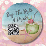 Junggeselinnen-Abschied kaufen Braut ein Getränk<br><div class="desc">Niedlich Beach Cocktail Junggeselinnen-Abschied Weekend Taste mit einem kaufen Sie die Braut ein Getränk personalisierbaren QR-Code. Ein cooles Strandthema mit rosa und aquamarinen Farbtönen, das den Blick für eine Entspannung der Braut und ihrer Bestien am Strand ebnen lässt. Von Ausflügen nach Florida, Kalifornien oder sogar etwas Internationales wie Mexiko, Hawaii...</div>