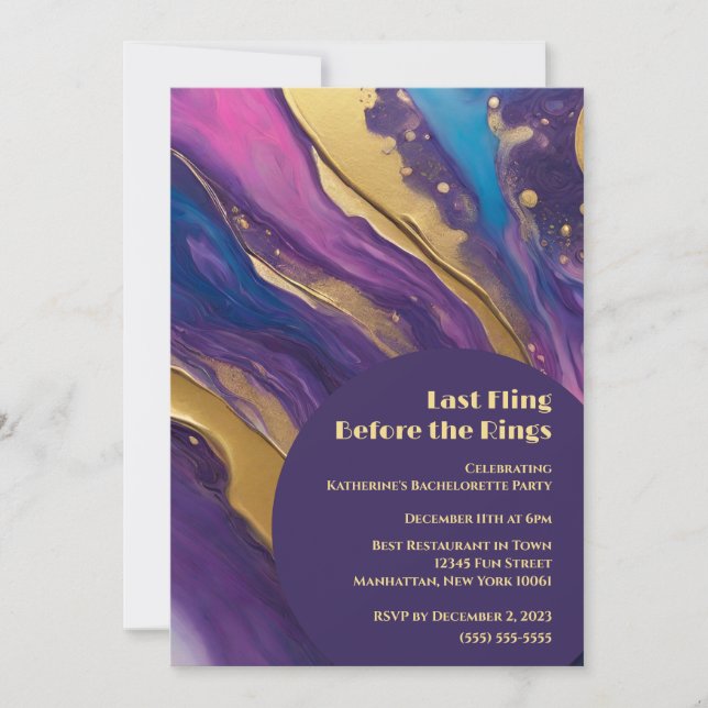 Junggeselinnen-Abschied-Last Fling vor den Rings- Einladung (Vorderseite)