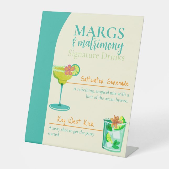 Junggeselinnen-Abschied Margs & Matrimony Sockelschild (Vorderseite)