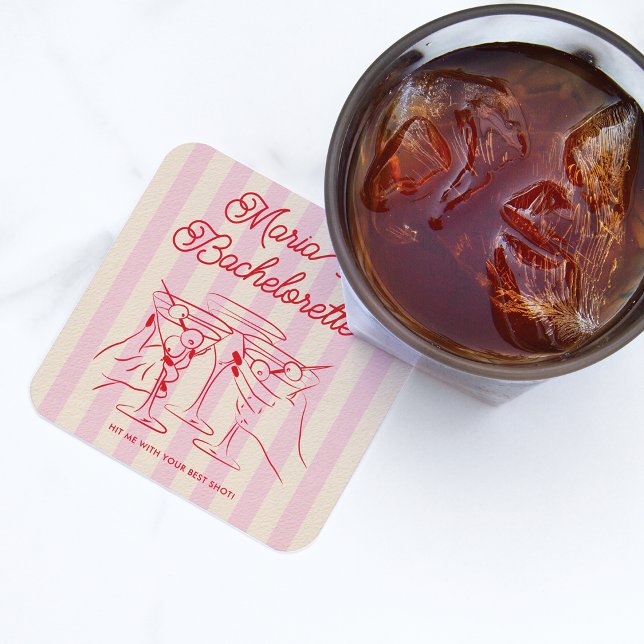 Junggeselinnen-Abschied Modernes Rosa Getränkeuntersetzer (Von Creator hochgeladen)