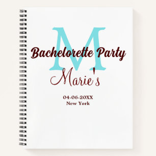 Junggeselinnen-Abschied Monogramm Name Datum angeb Notizbuch