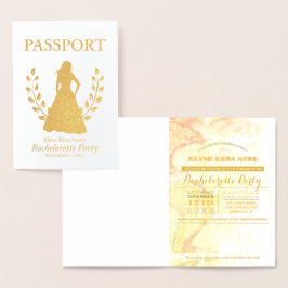 Junggeselinnen-Abschied Pass Goldfolie Folienkarte