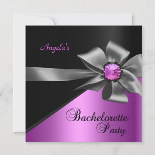 Junggeselinnen-Abschied Pink Black Bow Jewel Einladung