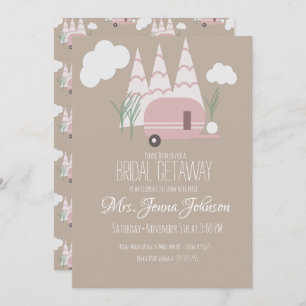 Junggeselinnen-Abschied Pink Camper Mountain Einladung