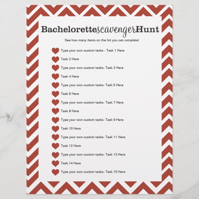 Junggeselinnen-Abschied Red Scavenger Hunt Game (Vorderseite)