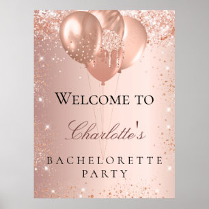 Junggeselinnen-Abschied Rose Goldballons willkomme Poster