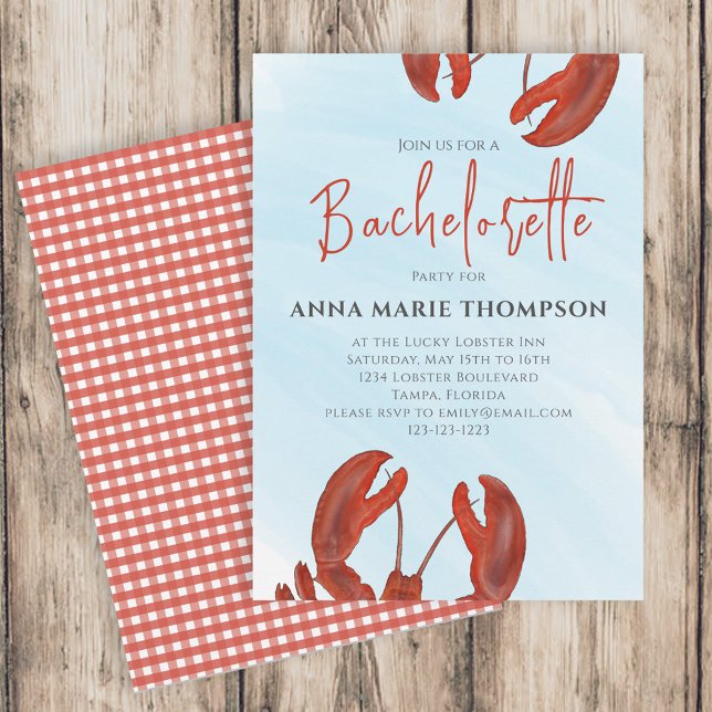Junggeselinnen-Abschied Rote Hummer Küste Einladung (Von Creator hochgeladen)