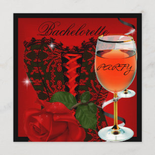 Junggeselinnen-Abschied Rote Rose Corset Black Win Einladung
