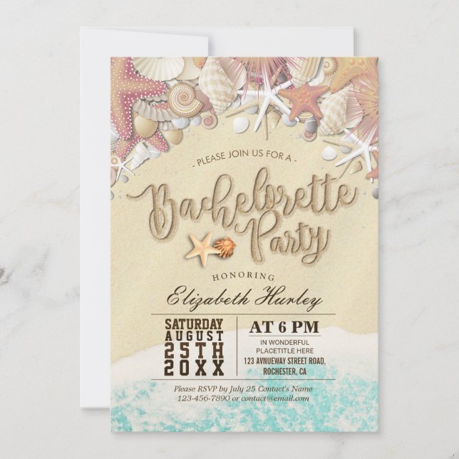 Junggeselinnen-Abschied Summer Beach Starfish Seas Einladung (Vorderseite)