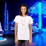 Junggeselinnen-Abschied T-Shirt<br><div class="desc">Ein T - Shirt für einen Junggeselinnen-Abschied. Front: ein rosa Bogen und das Wort: Bride Back: Personalisieren und fügen Sie den Namen der Braut zu sein,  fügen Sie das Party Datum.</div>